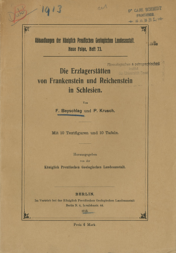 1913 Die Erzlagerstätten von Frankenstein und Reichenstein in Schlesien