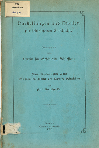 1927 Gründungsbuch des Klosters Heinrichau